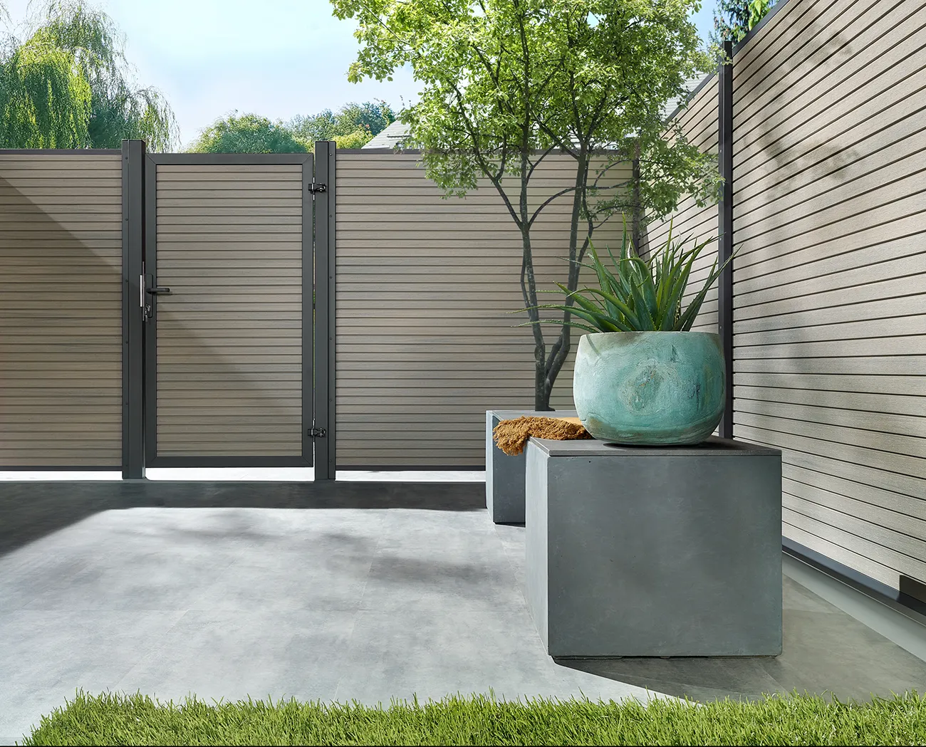 porte en bois composite couleur gris taupe - Neo platinum